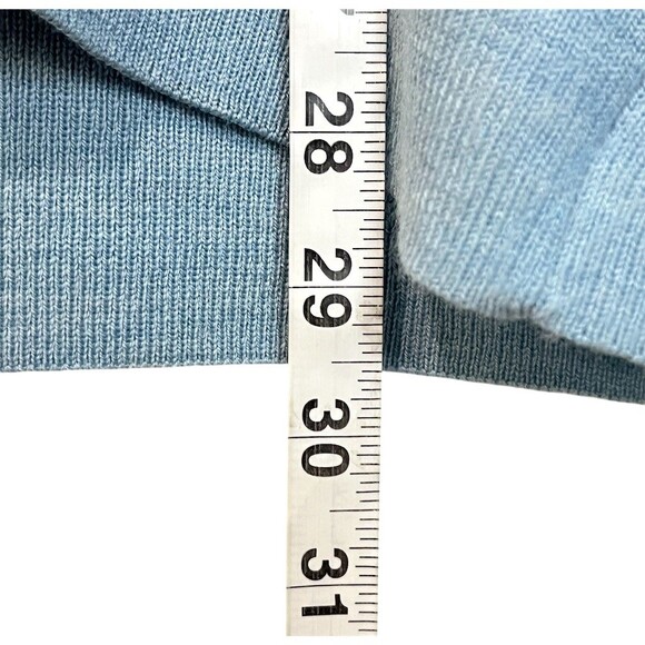 Banana Republic 100% Merino Wool Men's Knit Sweater L Blue V-Neck Pullover Cozy - Picture 4 of 6